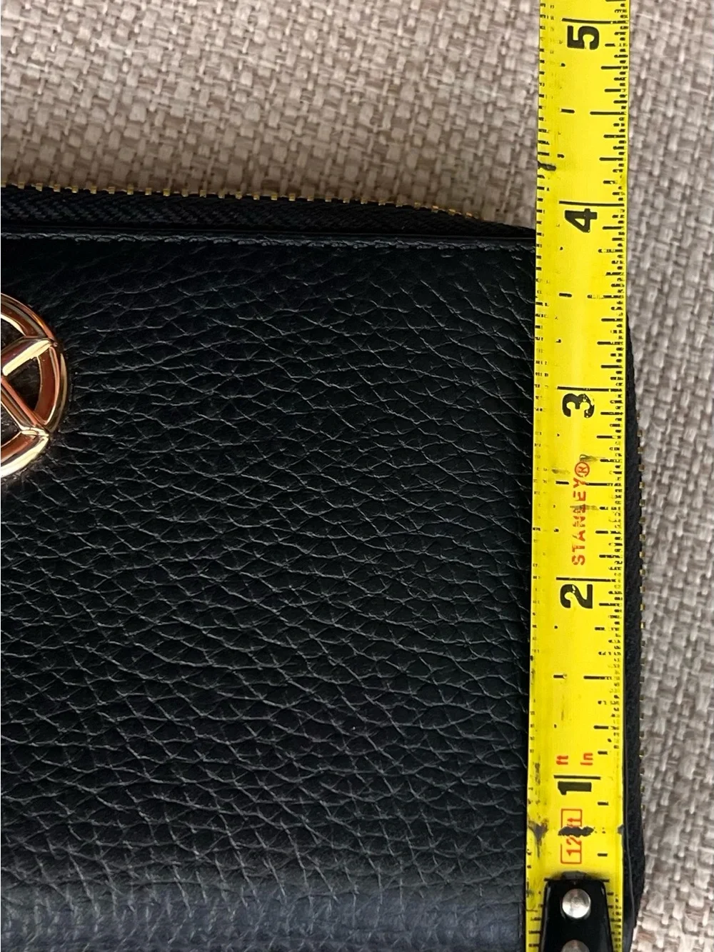 Michael Kors Black Pebbled Leather Wristlet Wallet with Gold MK Logo
